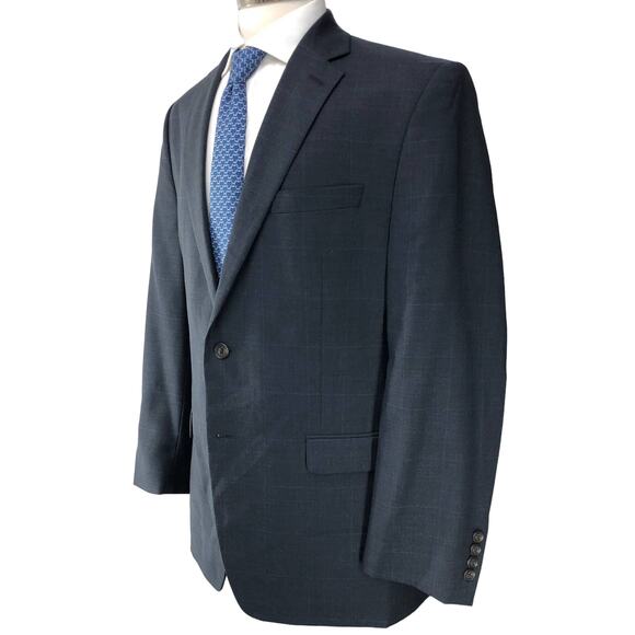 Ralph Lauren LRL Mens Size 40R Sport Coat Blazer Jacket Charcoal Blue Windowpane - Picture 5 of 15